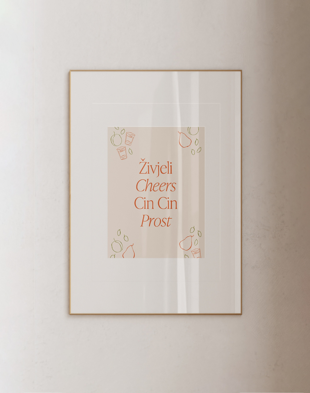 Cheers chic art print poster in a frame. Živjeli posteri za zid i slike za blagovaonicu.