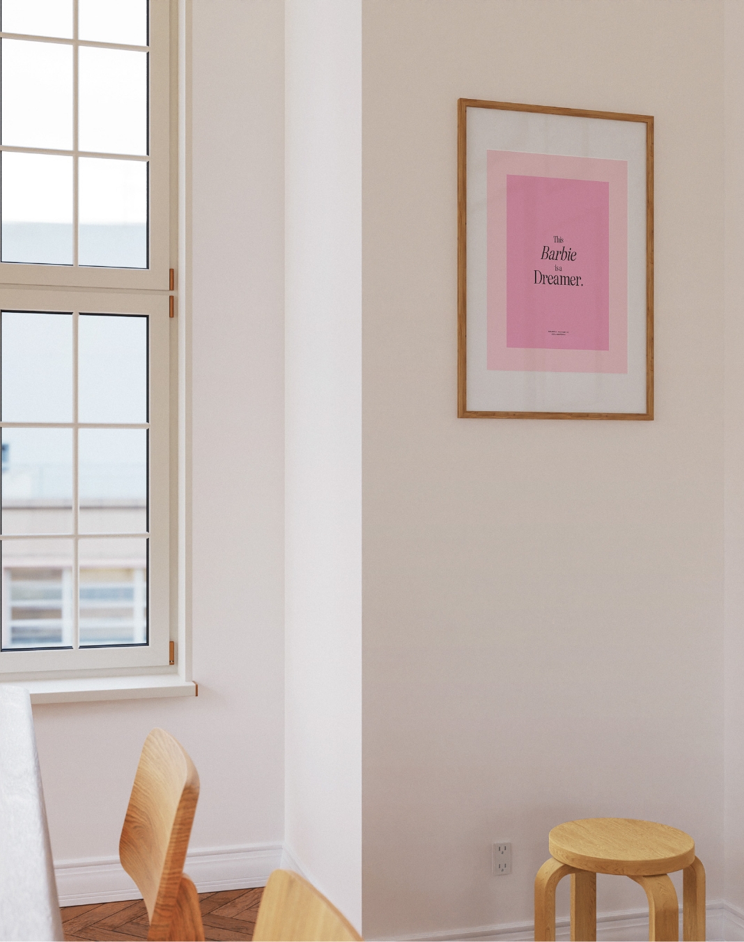 Dreamer bold pink poster framed. Rozi posteri za zid i moderne slike za interijer dječju sobu.