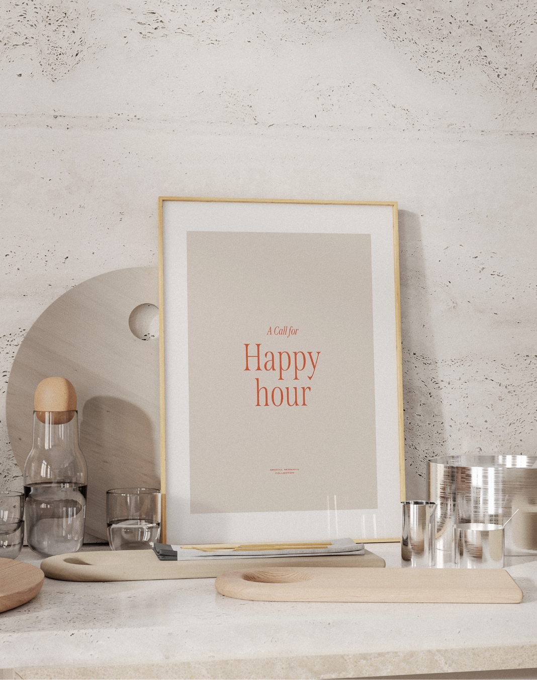 Happy Hour chic art print poster framed. Minimalistički posteri za zid i slike za interijer.