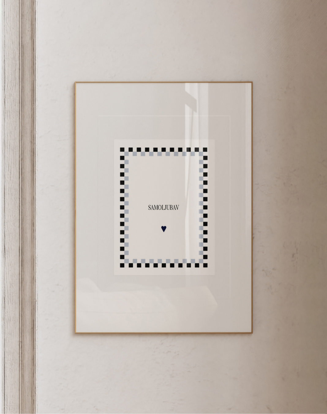 Samoljubav art print poster in a frame. Idealan poklon za vjenčanje i romantični posteri za zid.