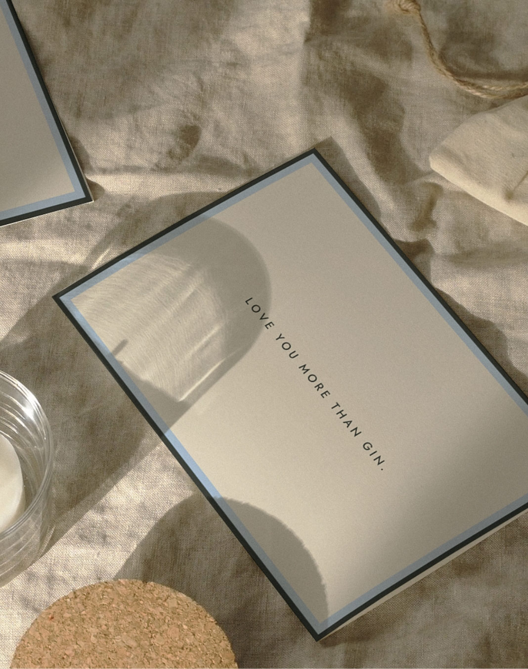 A witty declaration of love. Send the "Love You More Than Gin" premium greeting card. Printed on luxurious FSC paper. Blank inside with an envelope.