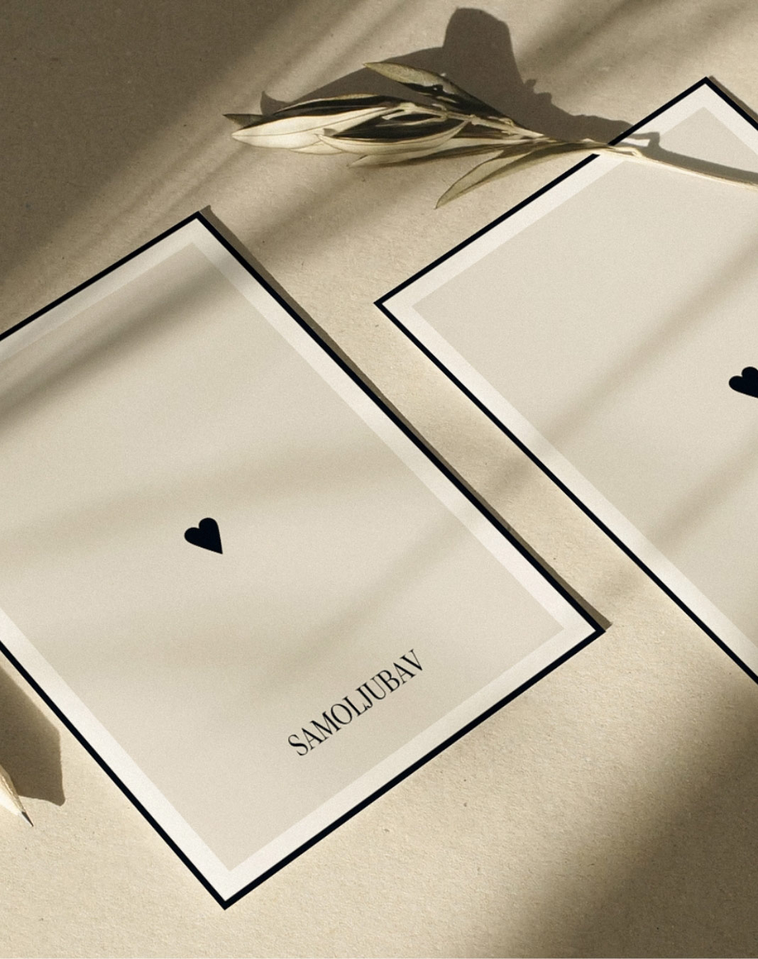 Send a little self-love with the "Samoljubav" premium greeting card. Printed on luxurious FSC-certified designer paper. Blank inside with a white envelope.