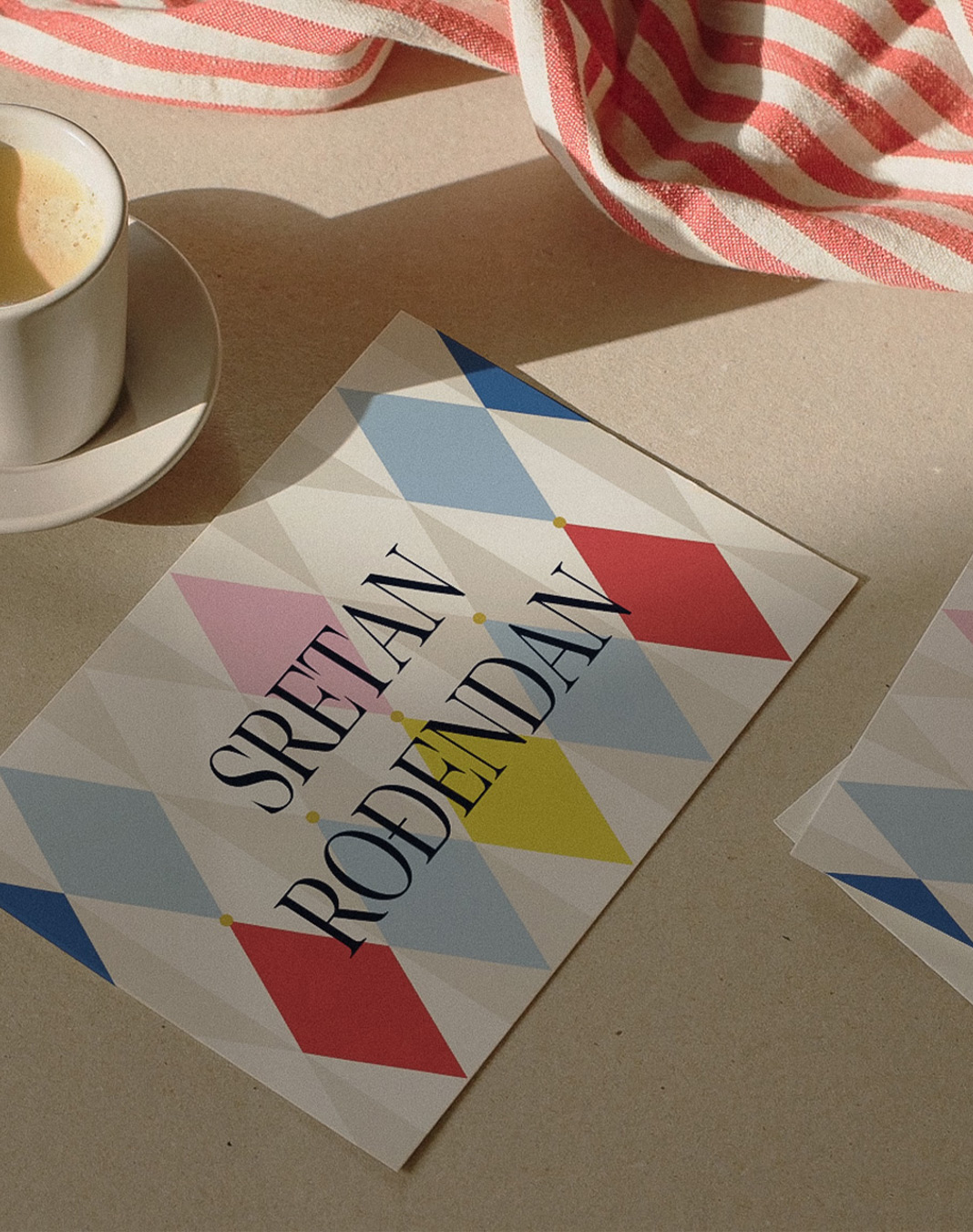 Send colorful wishes with the "Sretan rođendan" greeting card. Printed on luxurious FSC designer paper. Blank inside with an envelope.